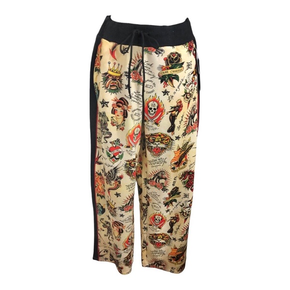 Ed Hardy Y2K throwback iconic Ed Hardy graphic print multi Track Pants size S - Picture 7 of 13